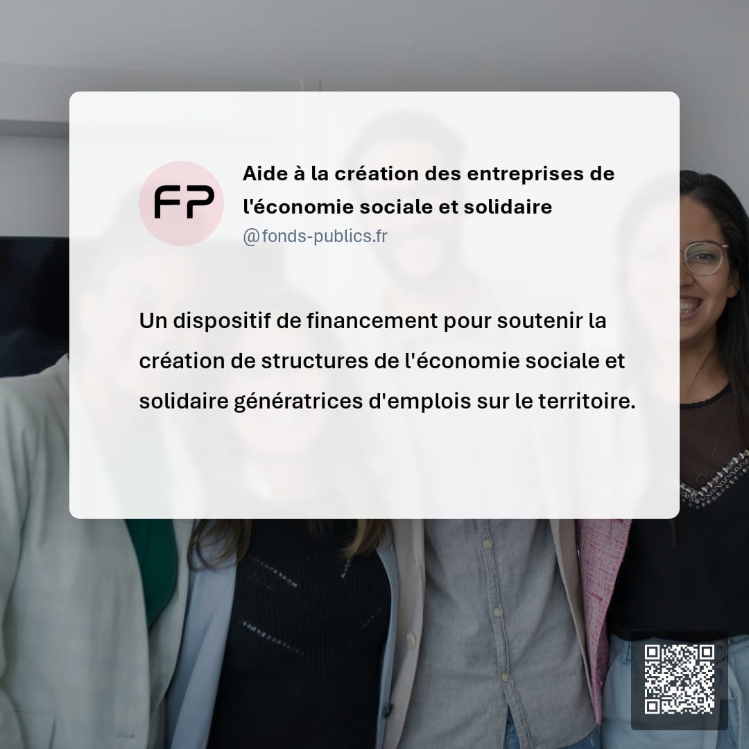 Aide à la création des entreprises de l'économie sociale et solidaire : Un dispositif de financement pour soutenir la création de structures de l'économie sociale et solidaire génératrices d'emplois sur le territoire.