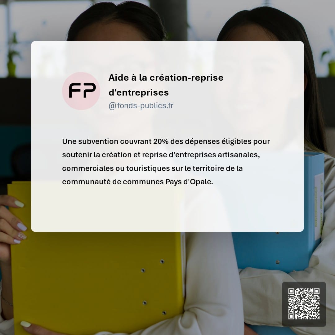 Aide à la création-reprise d'entreprises : Une subvention couvrant 20% des dépenses éligibles pour soutenir la création et reprise d'entreprises artisanales