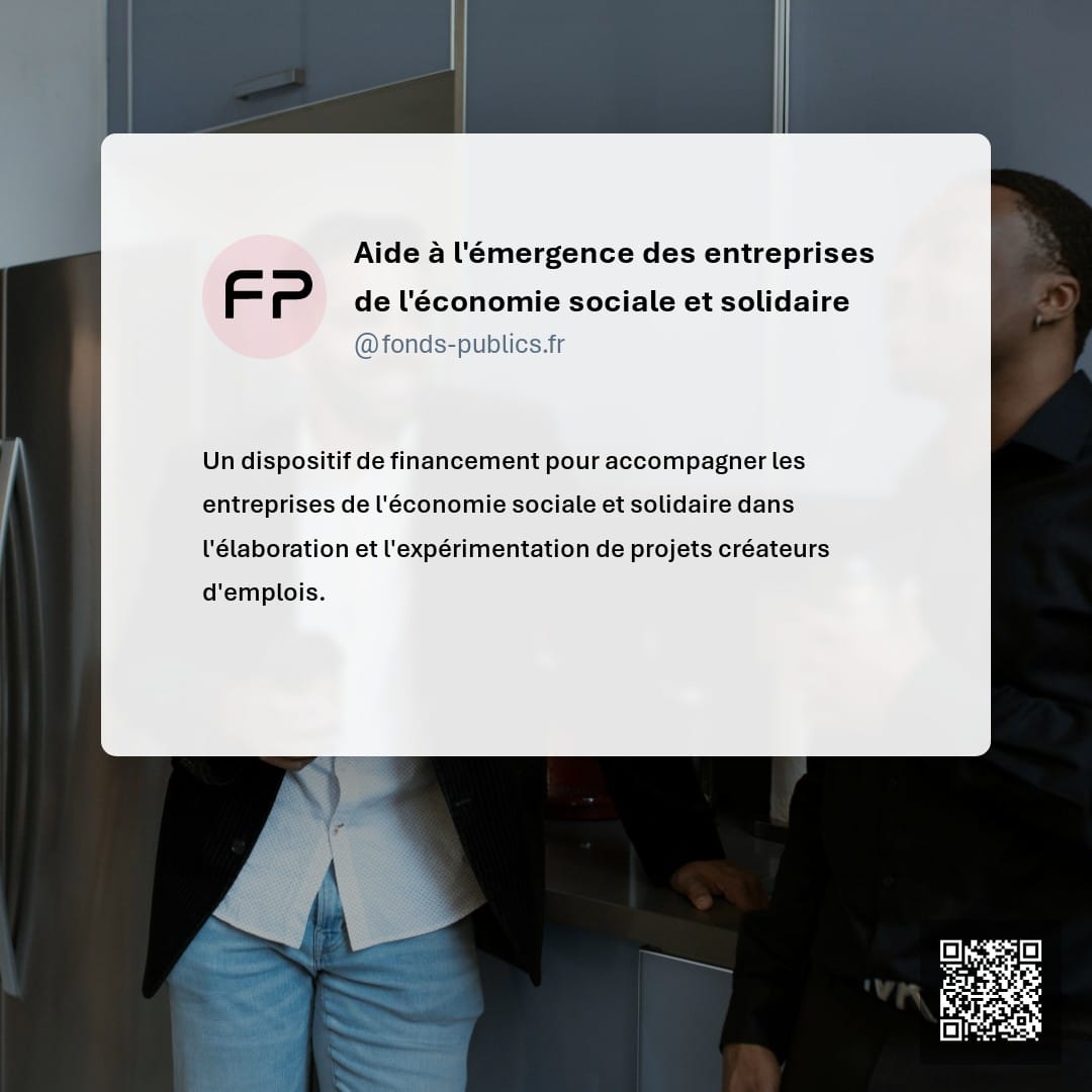 Aide à l'émergence des entreprises de l'économie sociale et solidaire : Un dispositif de financement pour accompagner les entreprises de l'économie sociale et solidaire dans l'élaboration et l'expérimentation de projets créateurs d'emplois.