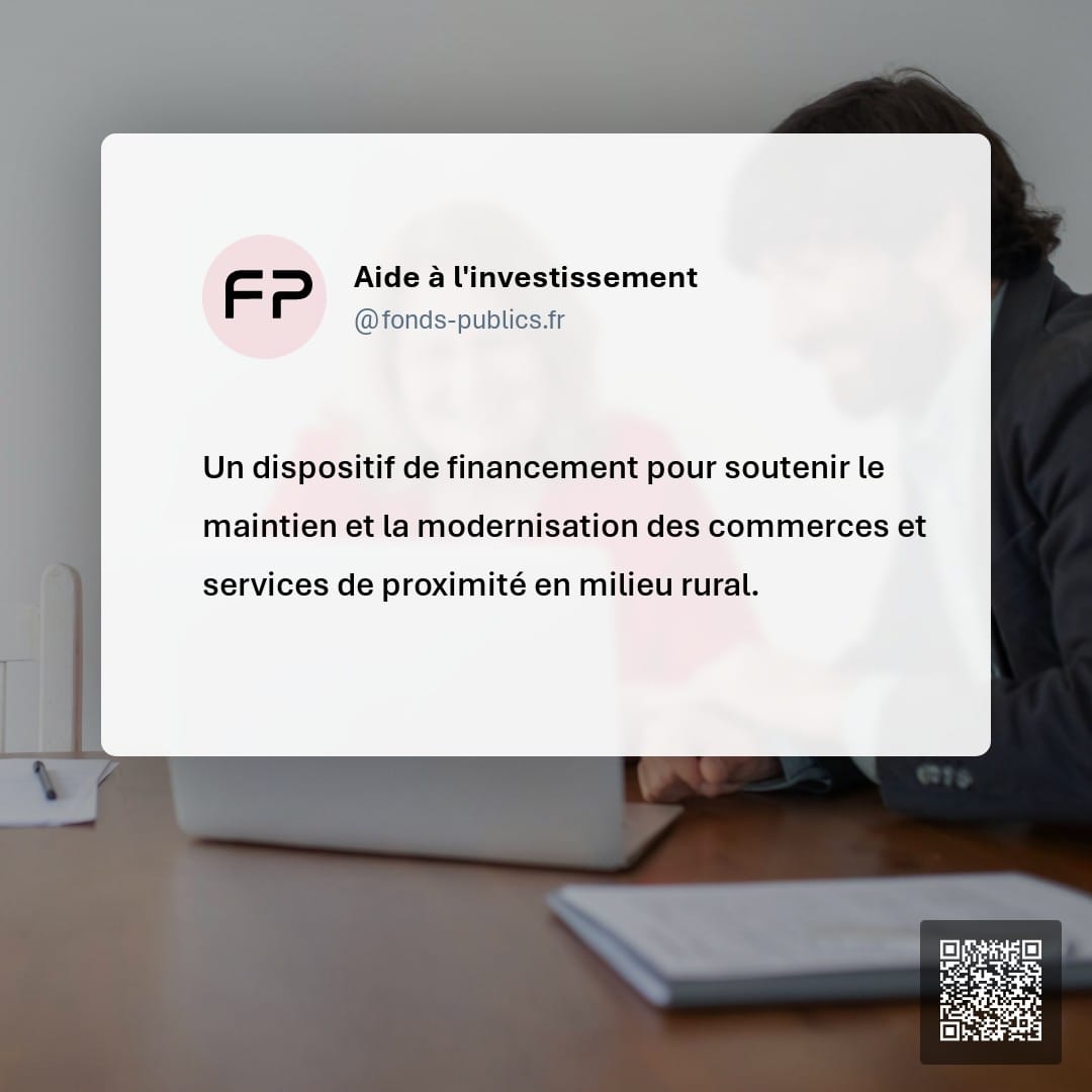 Aide à l'investissement : Un dispositif de financement pour soutenir le maintien et la modernisation des commerces et services de proximité en milieu rural.