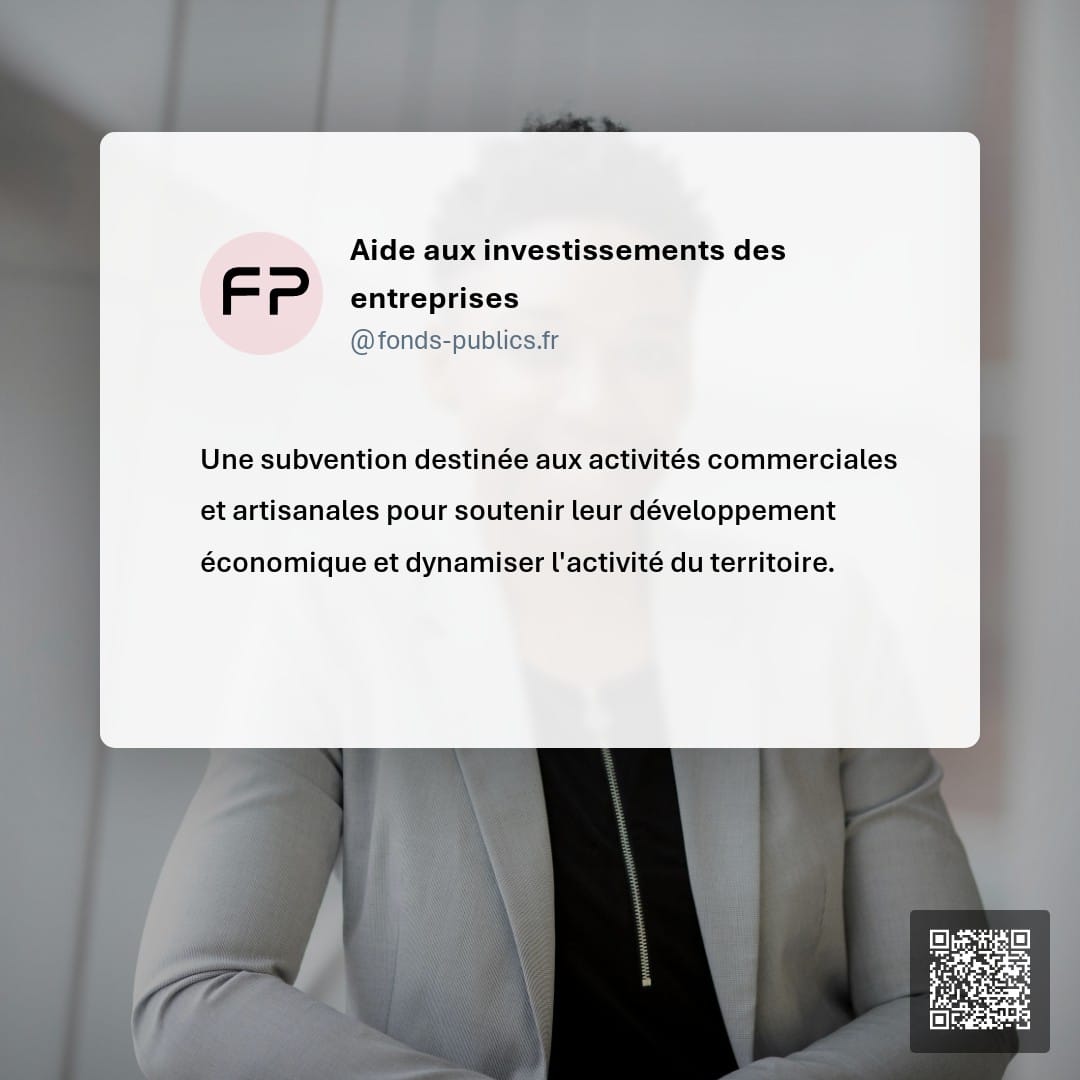 Aide aux investissements des entreprises : Une subvention destinée aux activités commerciales et artisanales pour soutenir leur développement économique et dynamiser l'activité du territoire.