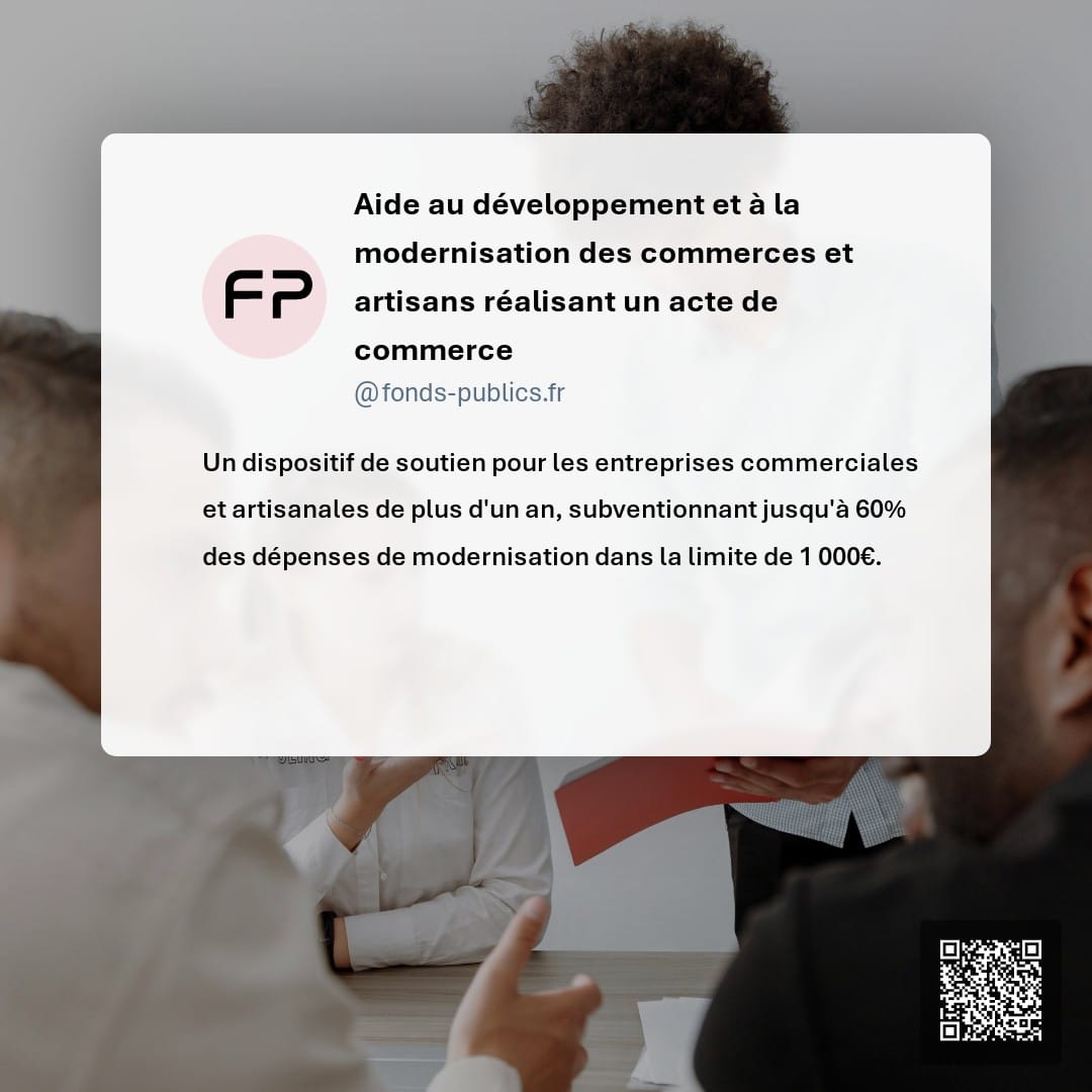 Aide au développement et à la modernisation des commerces et artisans réalisant un acte de commerce : Un dispositif de soutien pour les entreprises commerciales et artisanales de plus d'un an