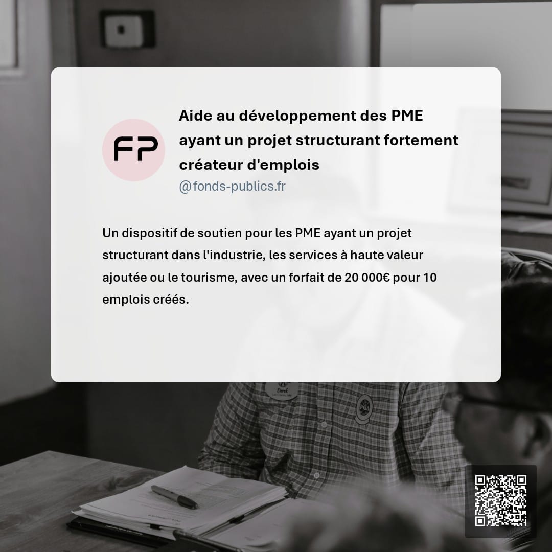 Aide au développement des PME ayant un projet structurant fortement créateur d'emplois : Un dispositif de soutien pour les PME ayant un projet structurant dans l'industrie