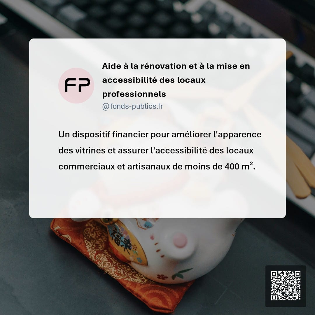 Aide à la rénovation et à la mise en accessibilité des locaux professionnels : Un dispositif financier pour améliorer l'apparence des vitrines et assurer l'accessibilité des locaux commerciaux et artisanaux de moins de 400 m².