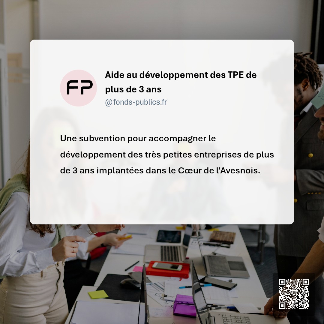 Aide au développement des TPE de plus de 3 ans : Une subvention pour accompagner le développement des très petites entreprises de plus de 3 ans implantées dans le Cœur de l'Avesnois.