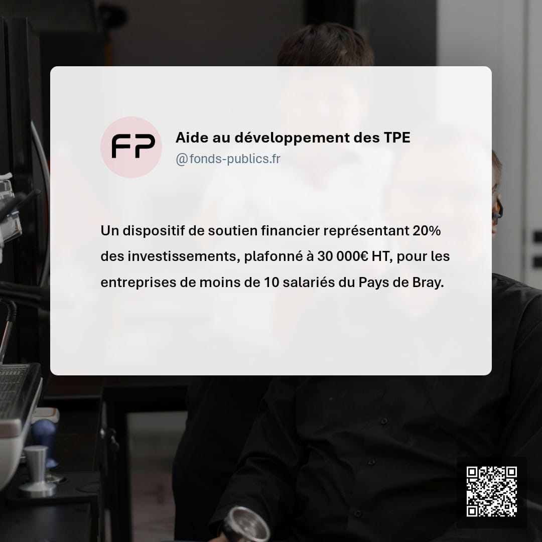 Aide au développement des TPE : Un dispositif de soutien financier représentant 20% des investissements