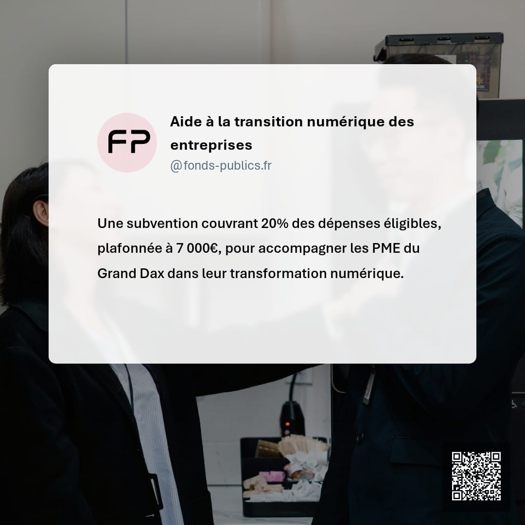 Aide à la transition numérique des entreprises : Une subvention couvrant 20% des dépenses éligibles