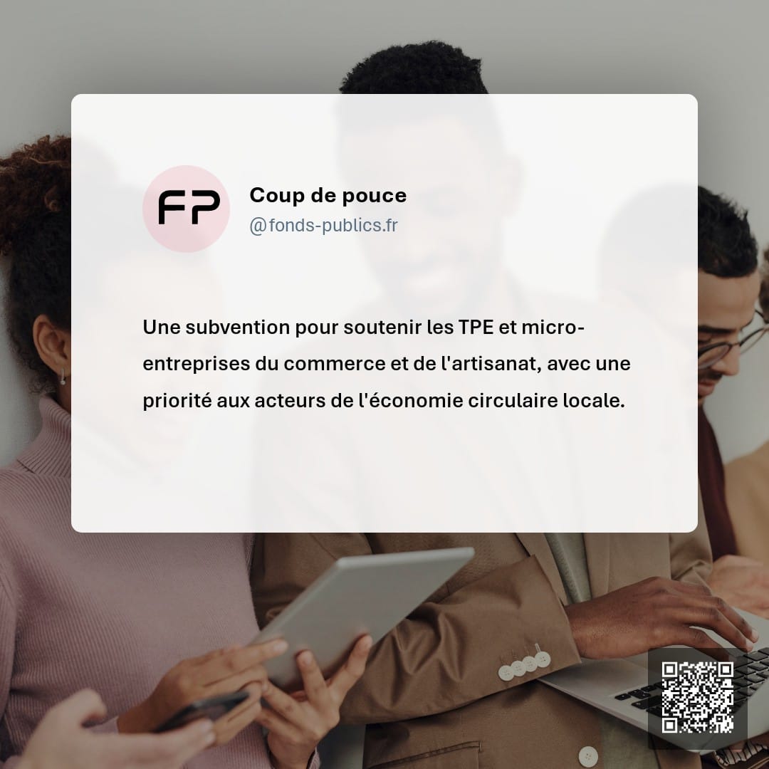 Coup de pouce : Une subvention pour soutenir les TPE et micro-entreprises du commerce et de l'artisanat