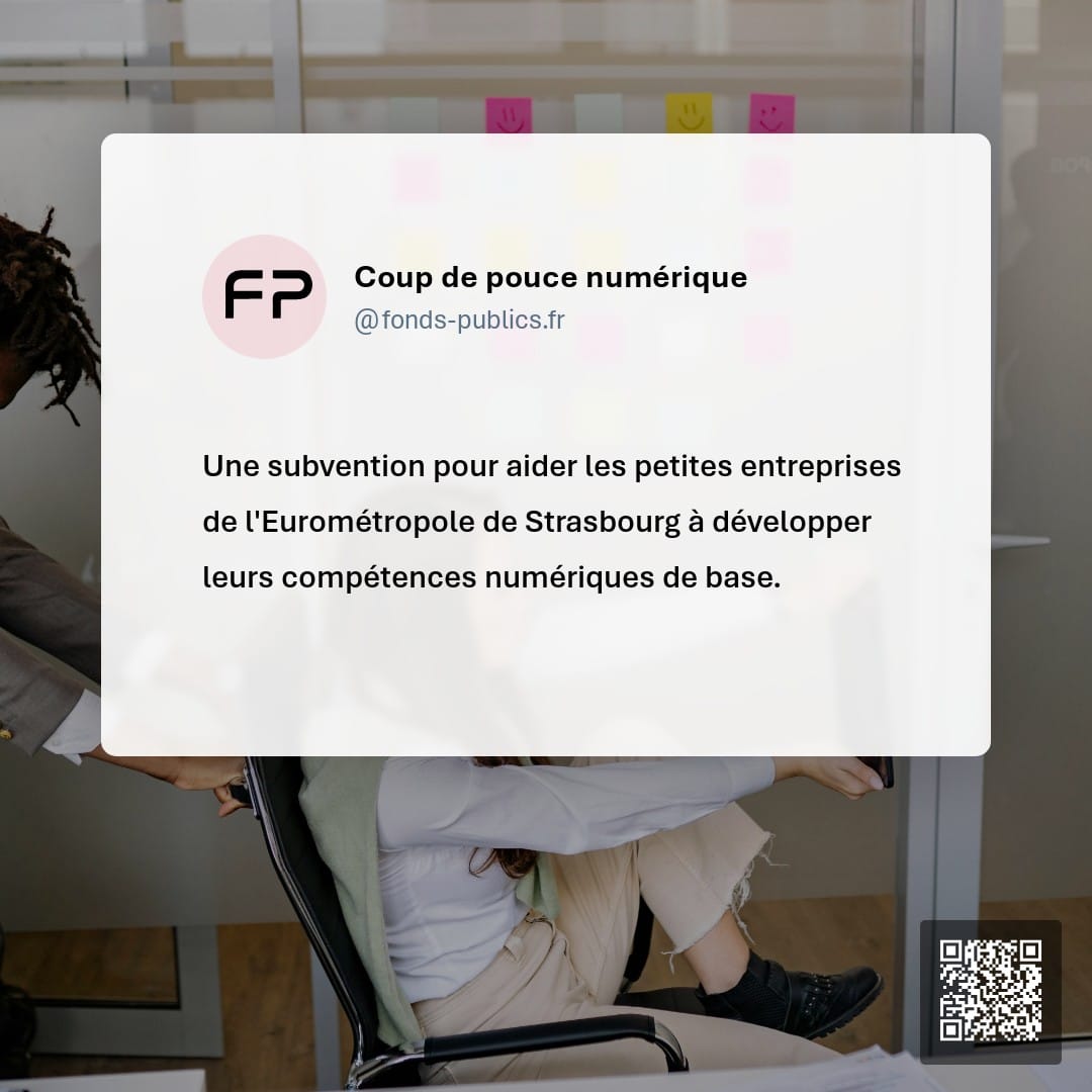 Coup de pouce numérique : Une subvention pour aider les petites entreprises de l'Eurométropole de Strasbourg à développer leurs compétences numériques de base.
