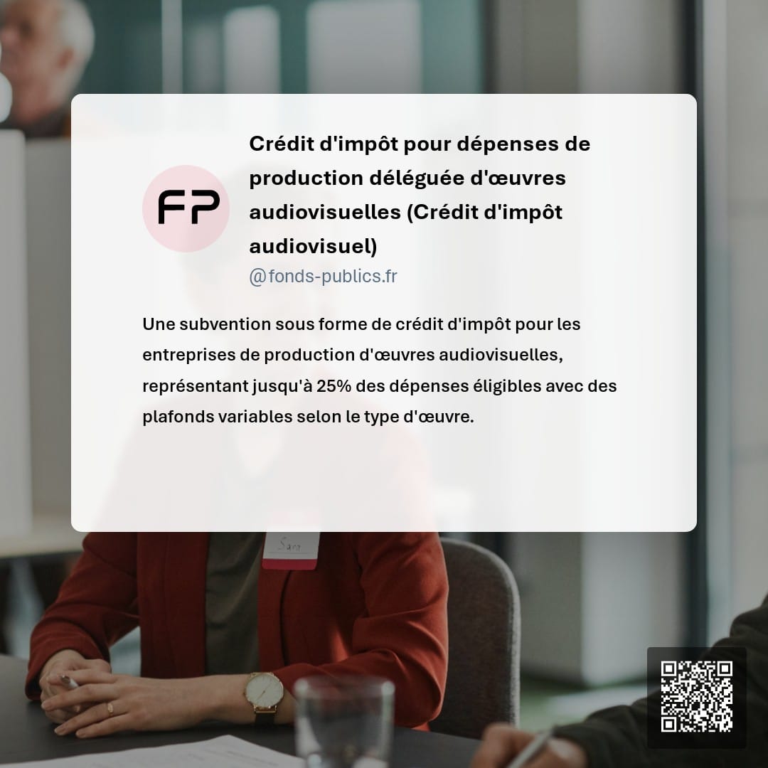 Crédit d'impôt pour dépenses de production déléguée d'œuvres audiovisuelles (Crédit d'impôt audiovisuel) : Une subvention sous forme de crédit d'impôt pour les entreprises de production d'œuvres audiovisuelles