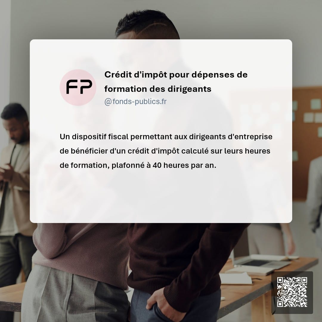 Crédit d'impôt pour dépenses de formation des dirigeants : Un dispositif fiscal permettant aux dirigeants d'entreprise de bénéficier d'un crédit d'impôt calculé sur leurs heures de formation