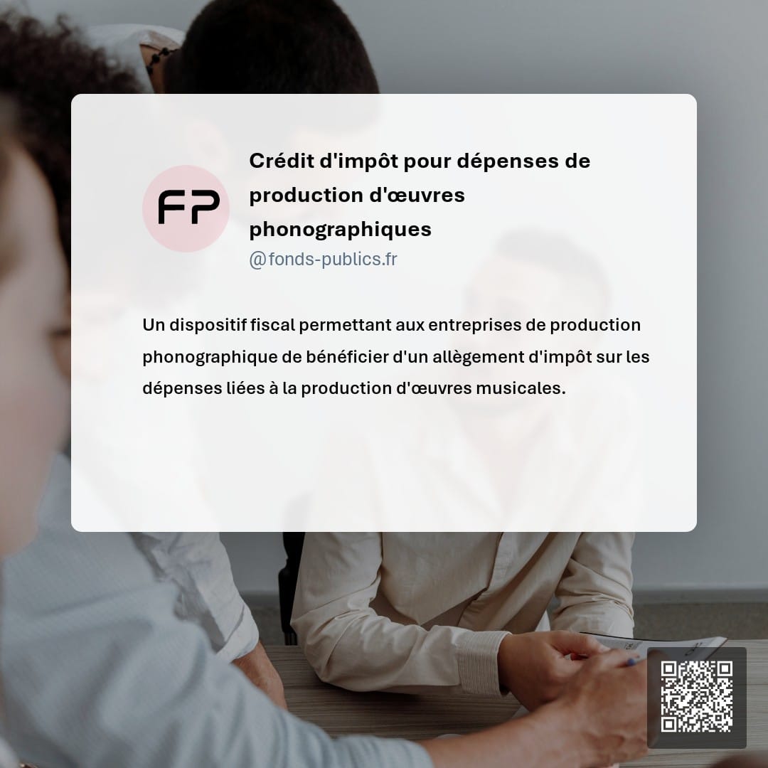 Crédit d'impôt pour dépenses de production d'œuvres phonographiques : Un dispositif fiscal permettant aux entreprises de production phonographique de bénéficier d'un allègement d'impôt sur les dépenses liées à la production d'œuvres musicales.