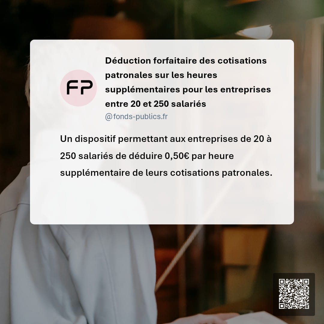 Déduction forfaitaire des cotisations patronales sur les heures supplémentaires pour les entreprises entre 20 et 250 salariés : Un dispositif permettant aux entreprises de 20 à 250 salariés de déduire 0