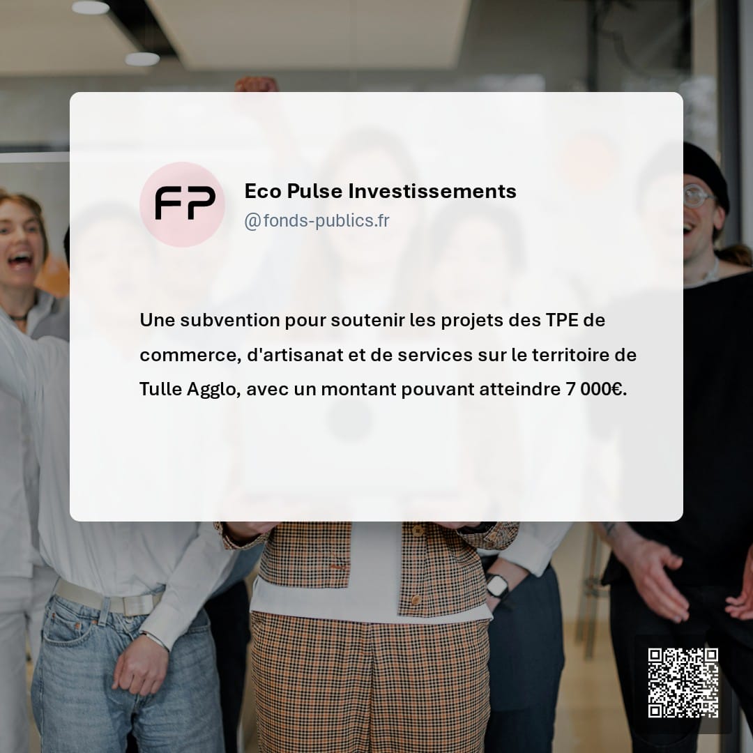 Eco Pulse Investissements : Une subvention pour soutenir les projets des TPE de commerce