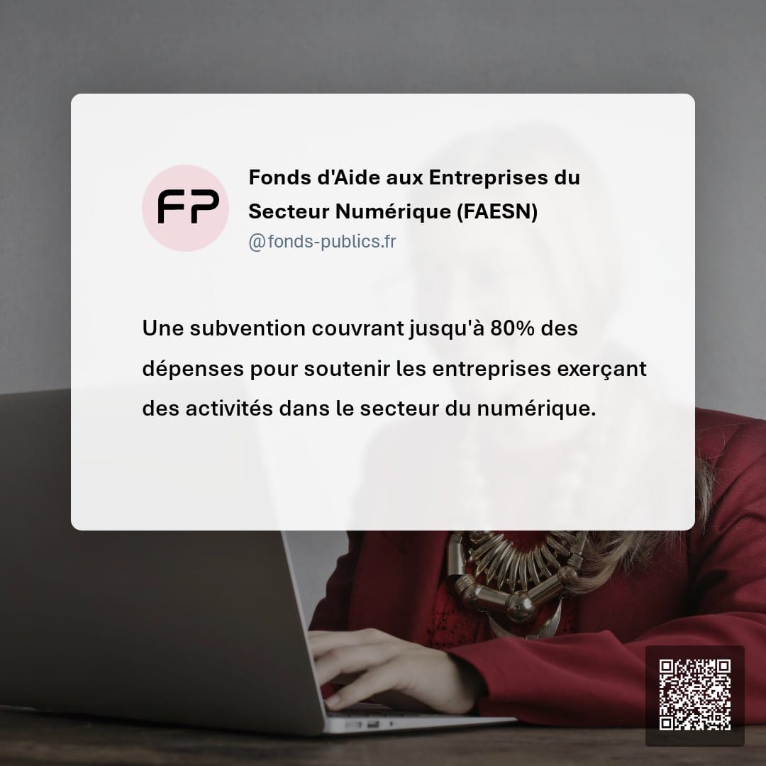 Fonds d'Aide aux Entreprises du Secteur Numérique (FAESN) : Une subvention couvrant jusqu'à 80% des dépenses pour soutenir les entreprises exerçant des activités dans le secteur du numérique.