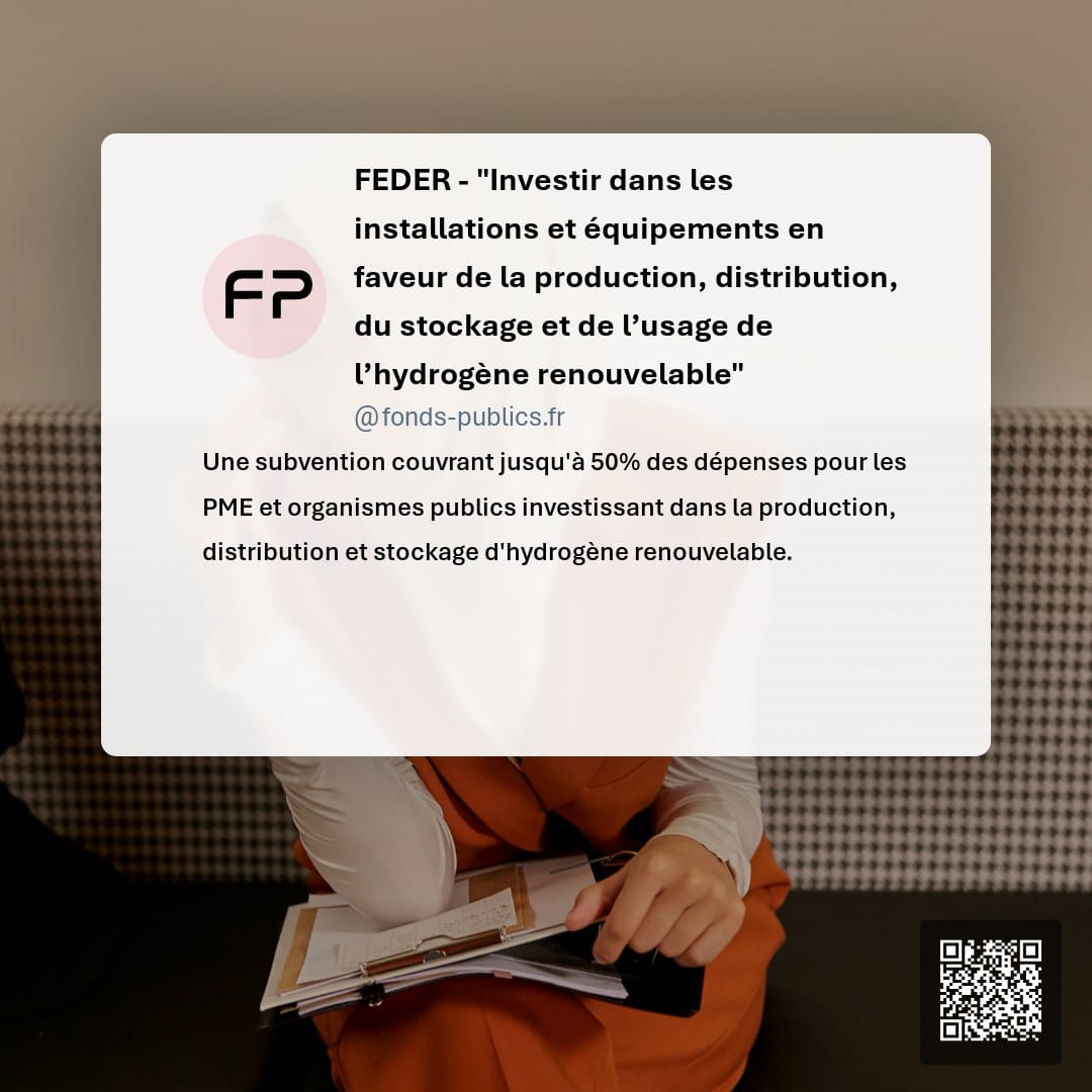 FEDER - "Investir dans les installations et équipements en faveur de la production