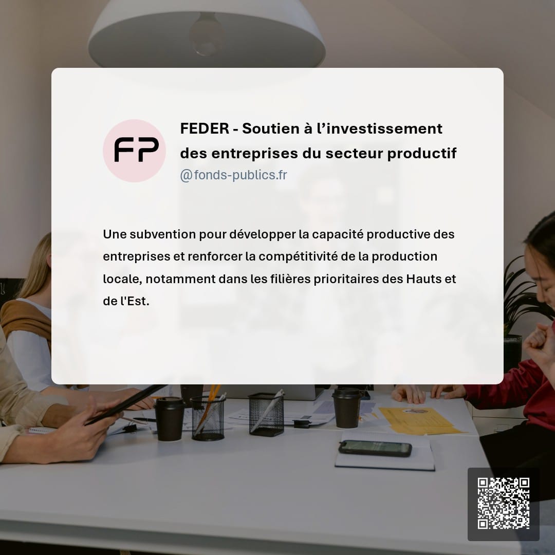 FEDER - Soutien à l’investissement des entreprises du secteur productif : Une subvention pour développer la capacité productive des entreprises et renforcer la compétitivité de la production locale