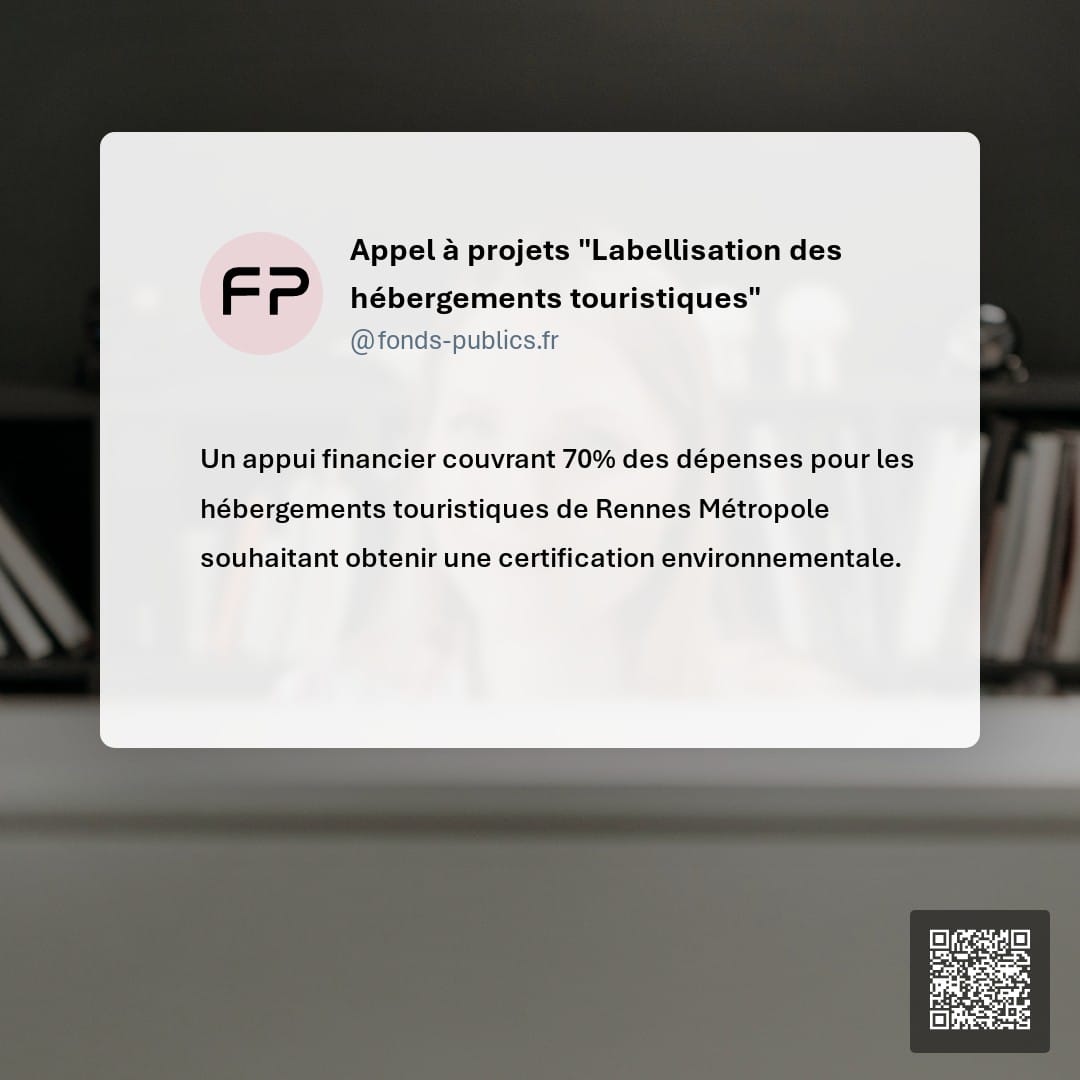 Appel à projets "Labellisation des hébergements touristiques" : Un appui financier couvrant 70% des dépenses pour les hébergements touristiques de Rennes Métropole souhaitant obtenir une certification environnementale.