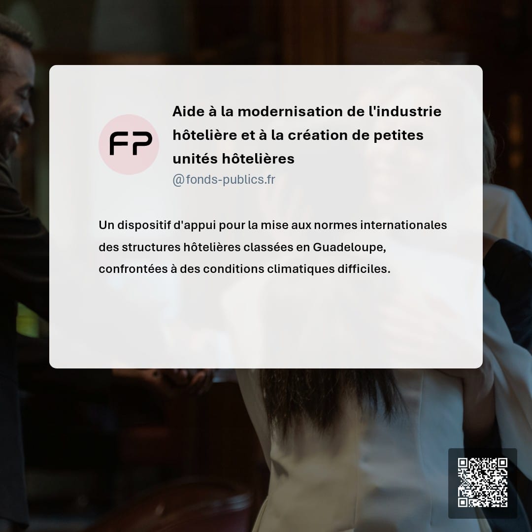 Aide à la modernisation de l'industrie hôtelière et à la création de petites unités hôtelières : Un dispositif d'appui pour la mise aux normes internationales des structures hôtelières classées en Guadeloupe