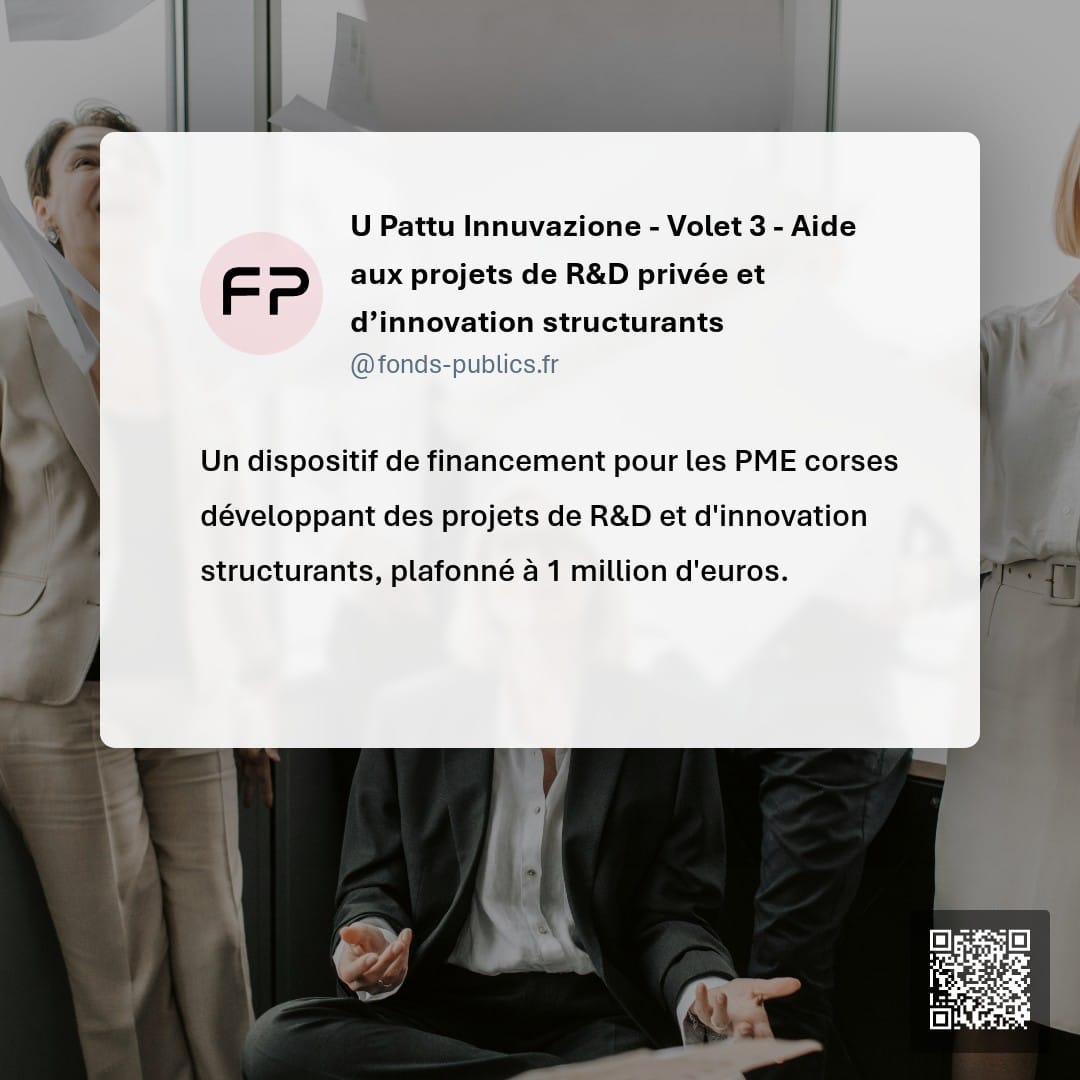 U Pattu Innuvazione - Volet 3 - Aide aux projets de R&D privée et d’innovation structurants : Un dispositif de financement pour les PME corses développant des projets de R&D et d'innovation structurants