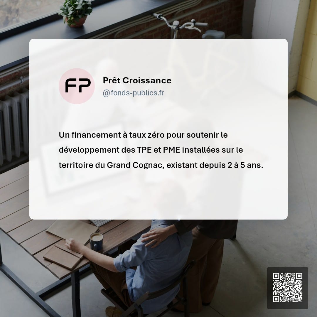 Prêt Croissance : Un financement à taux zéro pour soutenir le développement des TPE et PME installées sur le territoire du Grand Cognac