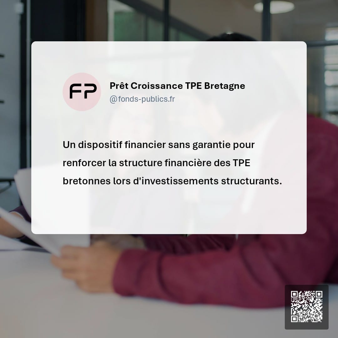 Prêt Croissance TPE Bretagne : Un dispositif financier sans garantie pour renforcer la structure financière des TPE bretonnes lors d'investissements structurants.