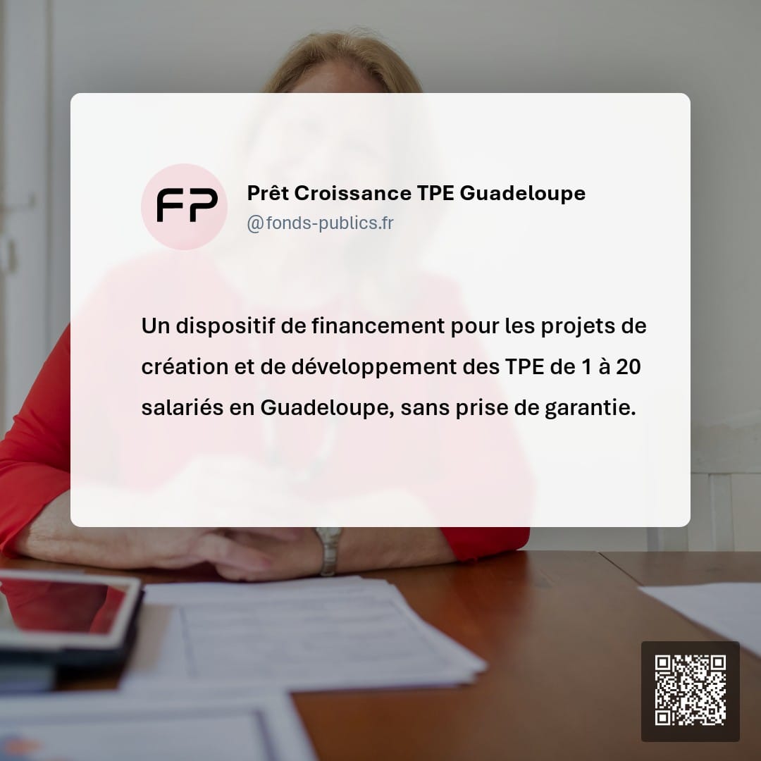 Prêt Croissance TPE Guadeloupe : Un dispositif de financement pour les projets de création et de développement des TPE de 1 à 20 salariés en Guadeloupe