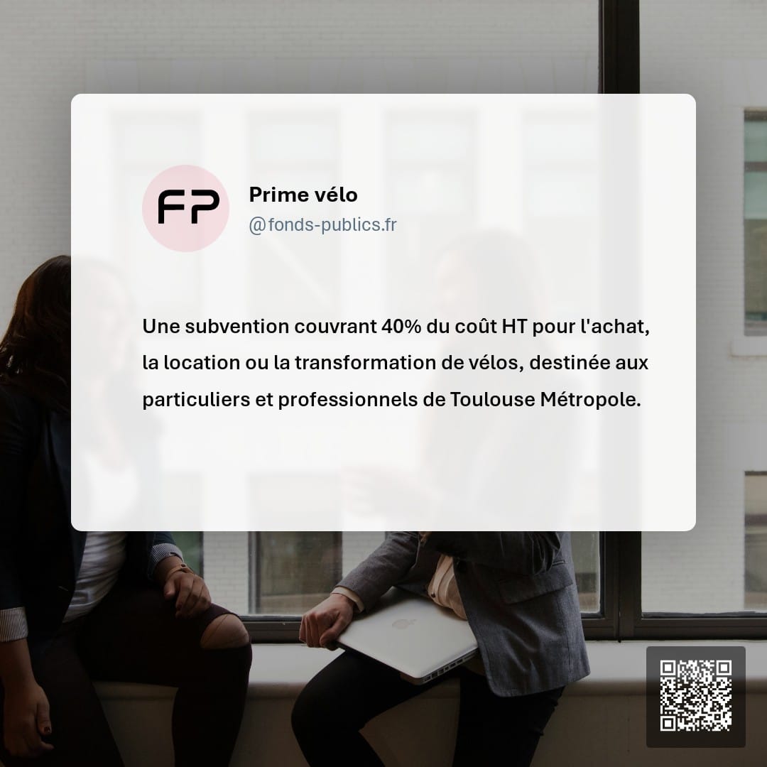 Prime vélo : Une subvention couvrant 40% du coût HT pour l'achat