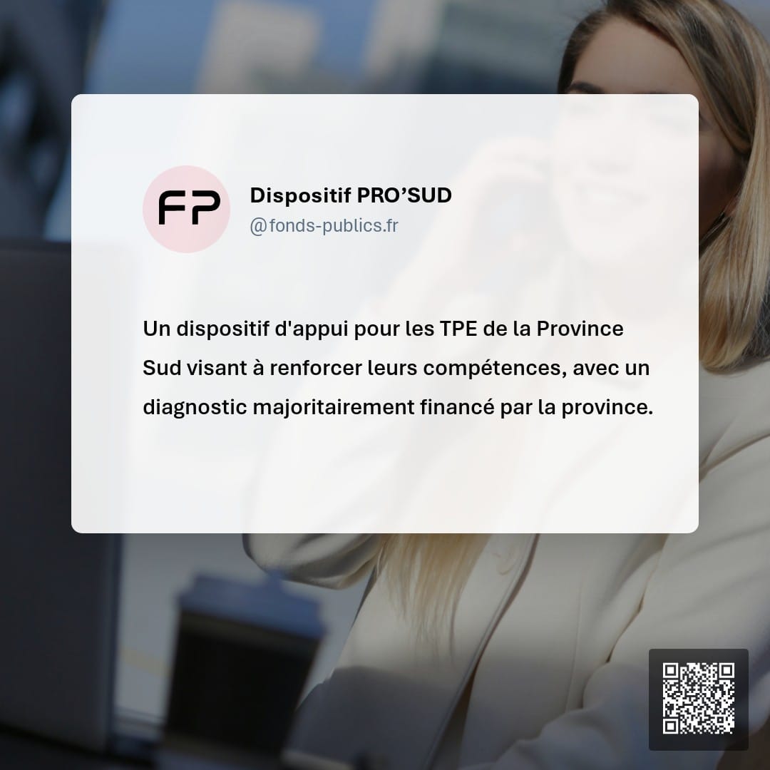 Dispositif PRO’SUD : Un dispositif d'appui pour les TPE de la Province Sud visant à renforcer leurs compétences
