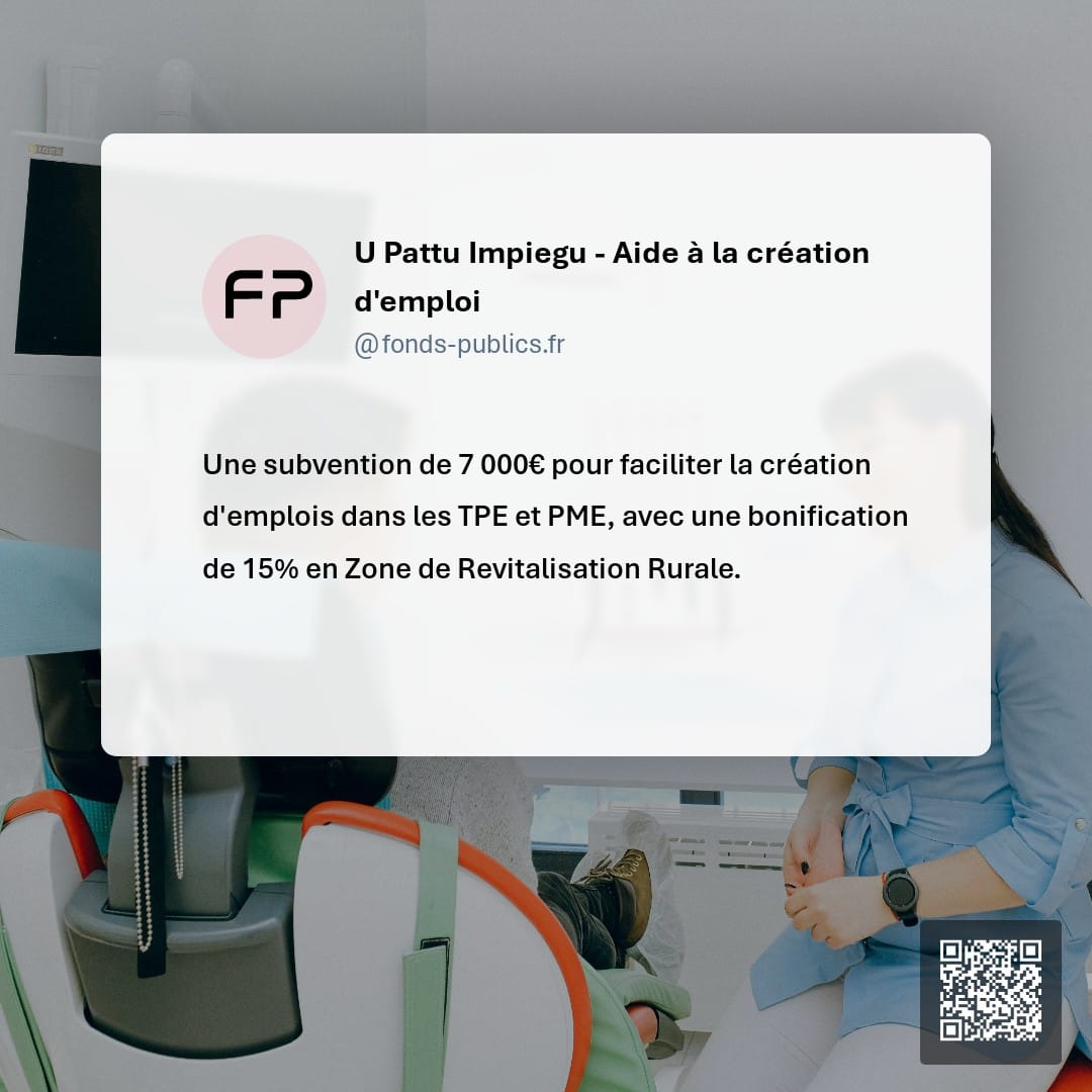 U Pattu Impiegu - Aide à la création d'emploi : Une subvention de 7 000€ pour faciliter la création d'emplois dans les TPE et PME